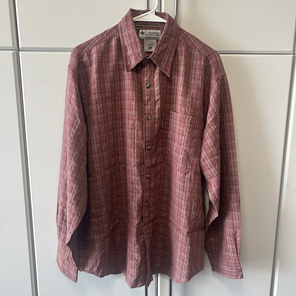 Columbia Sportswear GRT Mens Medium Red Plaid Long Sleeve Button Down Shirt